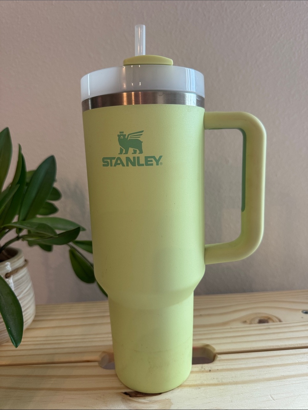 Stanley Lime Green Insulated Travel Tumbler with Handle and Straw